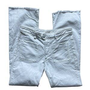 Isabel Marant Etoile  White Cotton Denim Cropped Jeans Raw Hem Size 38